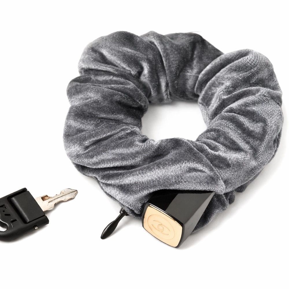 Gray Velvet Zipper Scrunchie | Hidden Pocket Hair Tie | Secret Storage